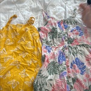 Yellow Butterfly Dress and Floral Button-Down Dress